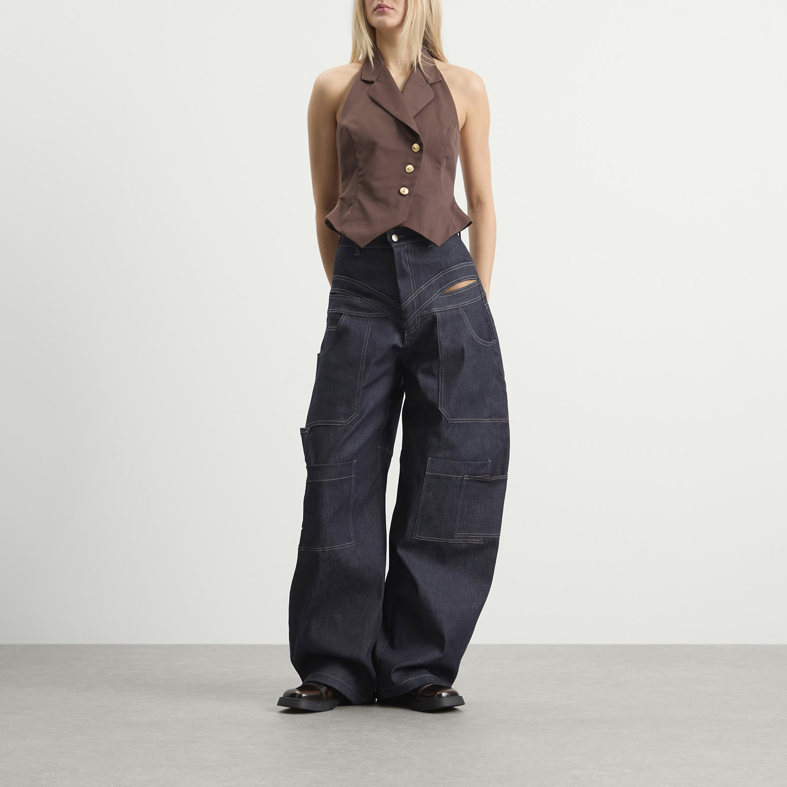 Women's Halter Waistcoat Brown