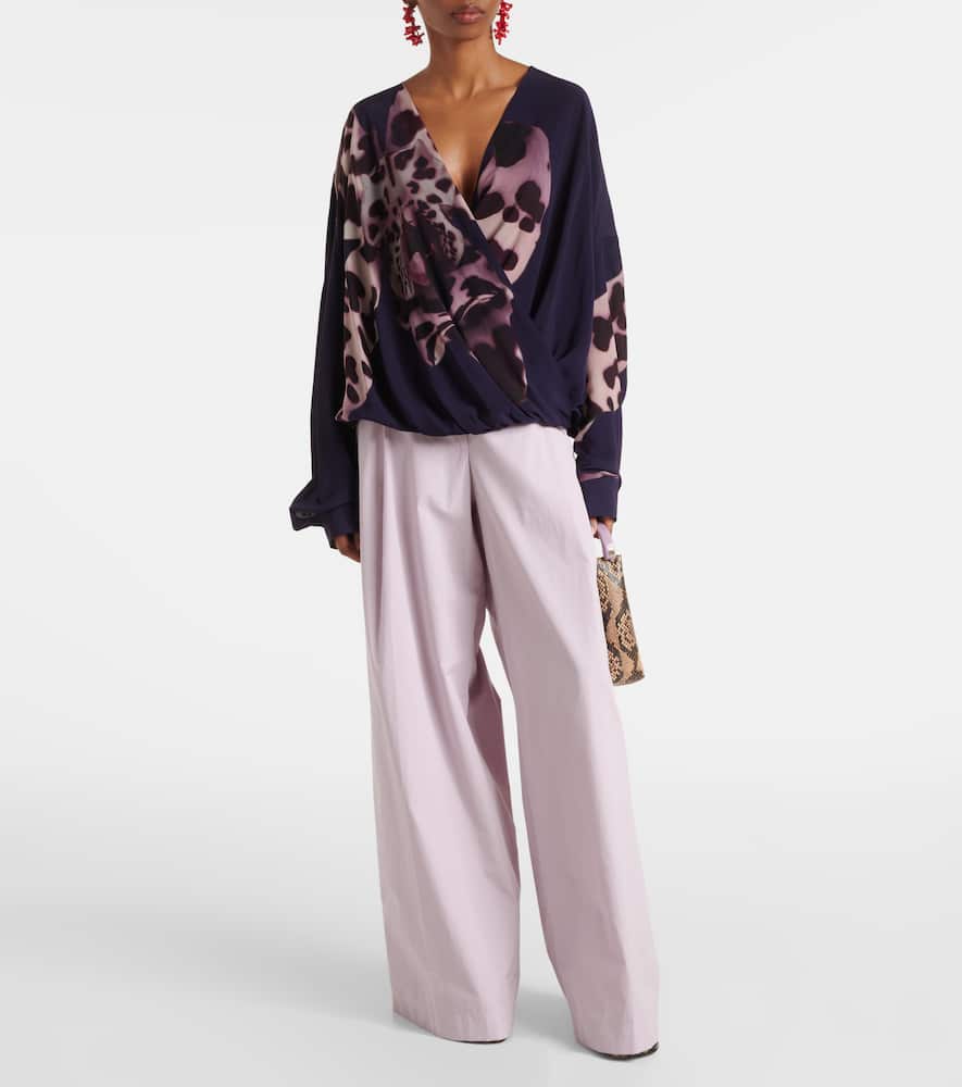 High-rise cotton wide-leg pants