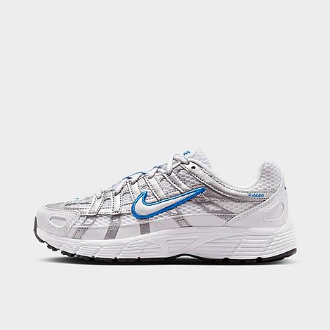 Big Kids P-6000 Casual Shoes in White/Blue Crystal/Metallic Silver
