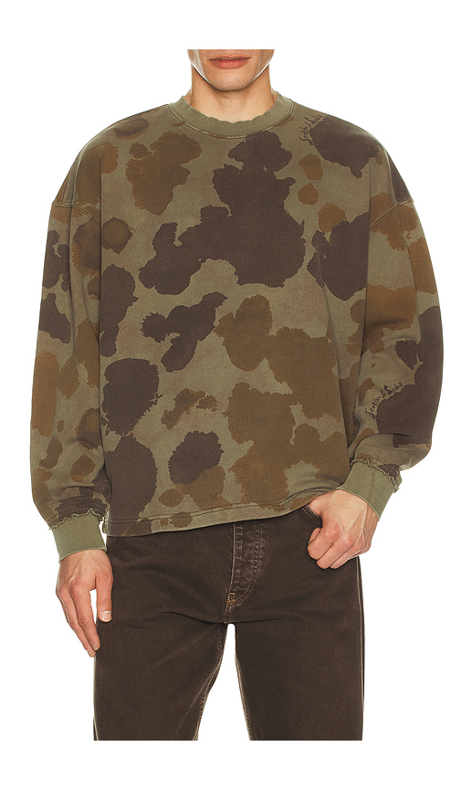 Scotch & Soda Printed Overdyed Sweatshirt in Dark Beige. XXL/2X also in M, L, XL/1X