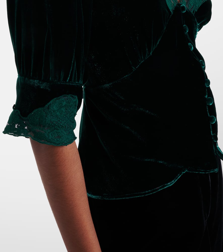Amanda lace-trimmed velvet top