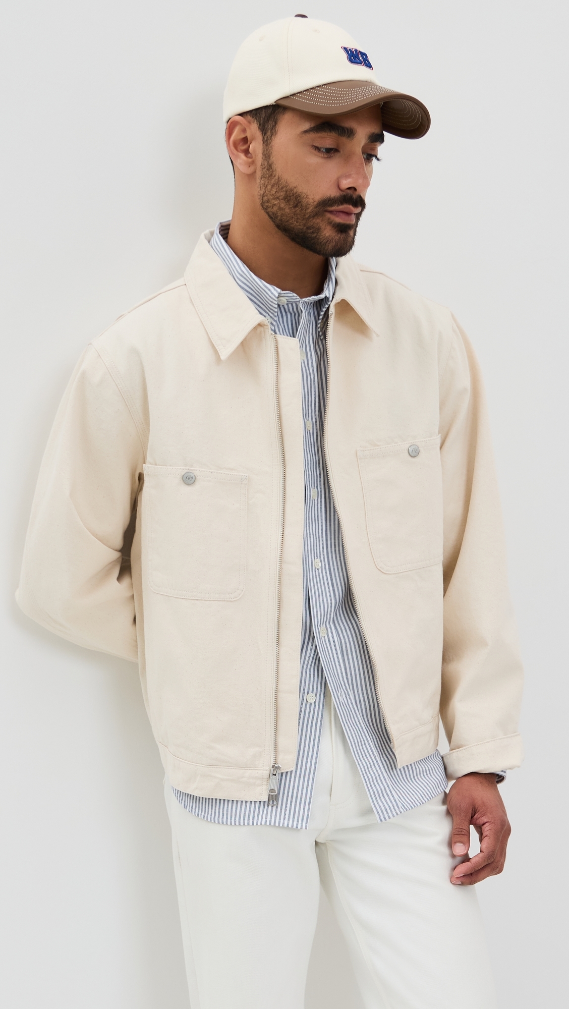 Knickerbocker Beefy Cotton Oxford Shirt Navy Stripe