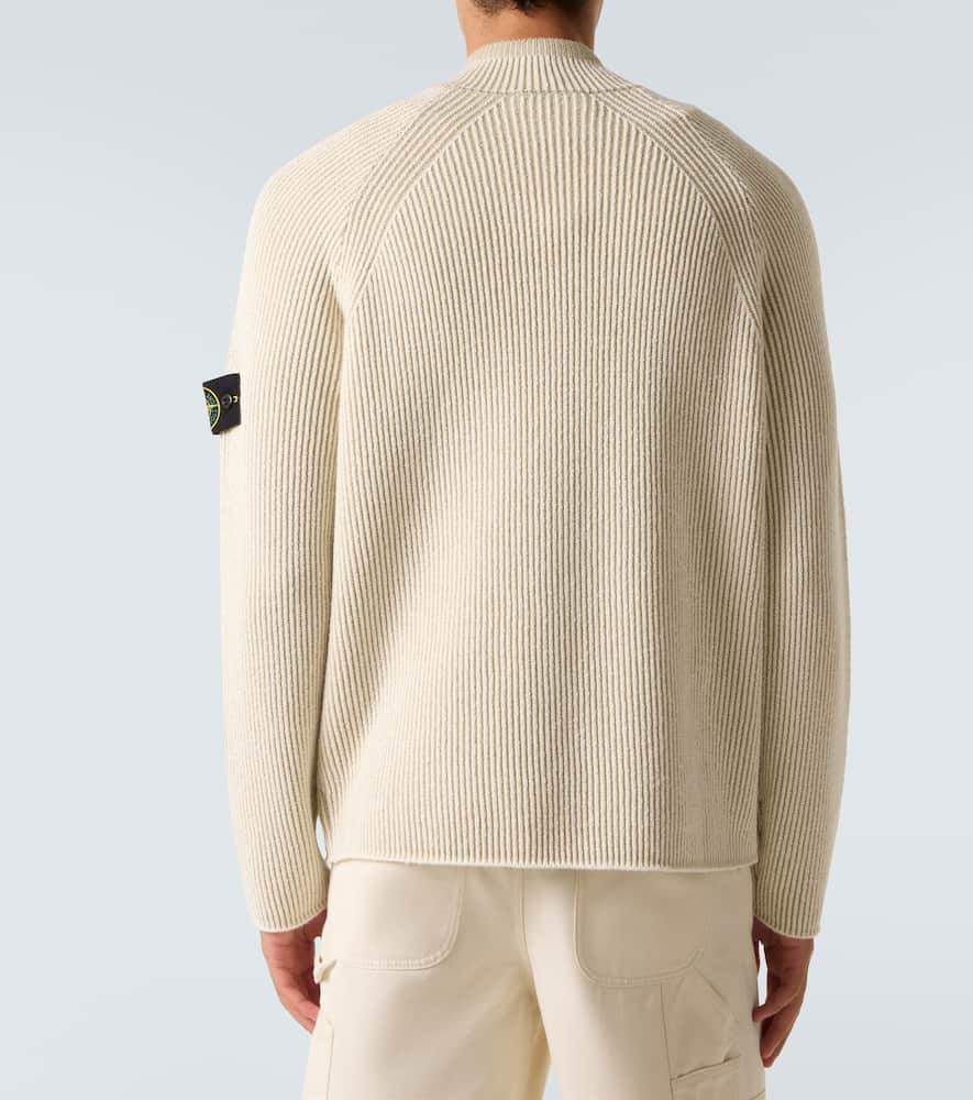 Compass wool and cotton-blend sweater