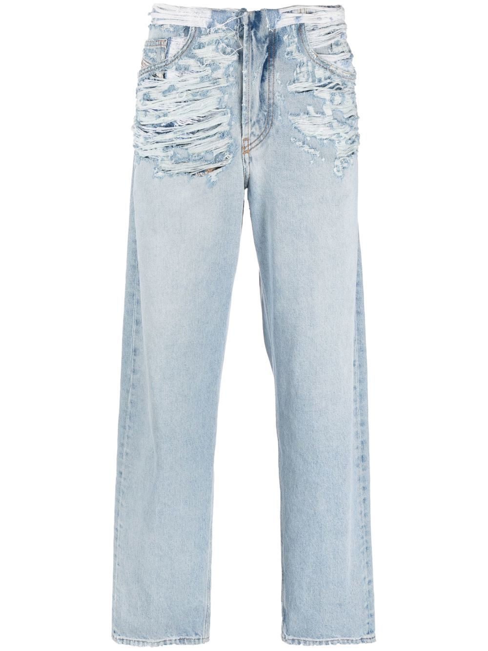 Ripped straight-leg jeans - Blue
