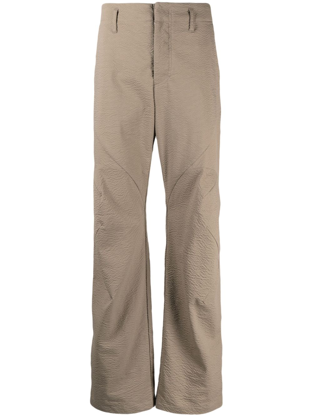 Textured straight-leg trousers - Brown