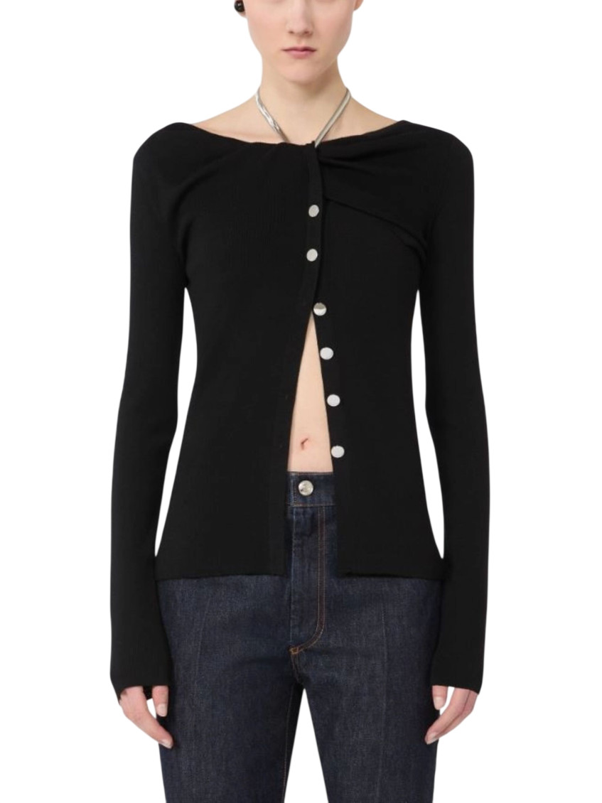 Black Boat Neck Cardigan