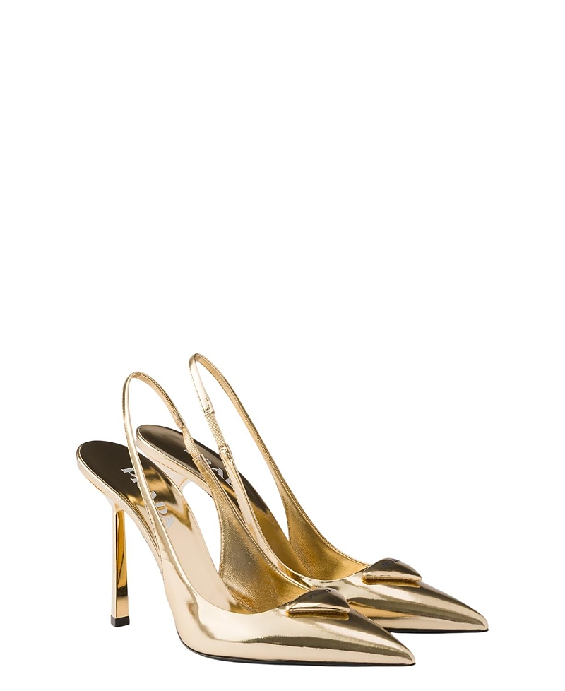 Women's Metallic Leather Slingback Pumps