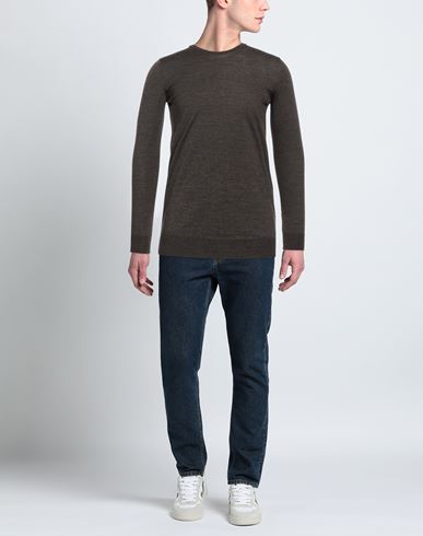 Man Sweater Dark brown Size 48 Merino Wool, Silk