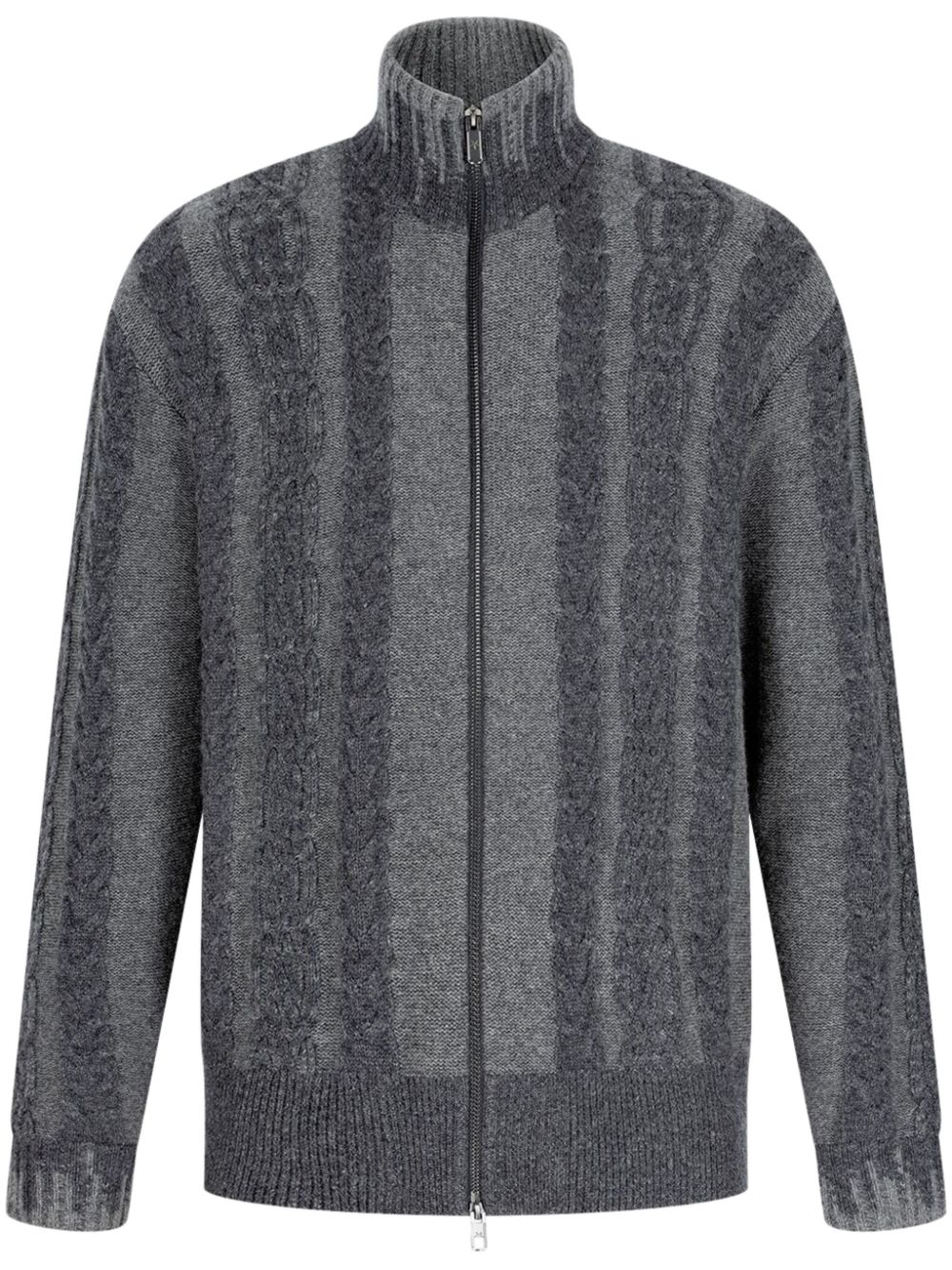 Cable-knit zip cardigan - Grey