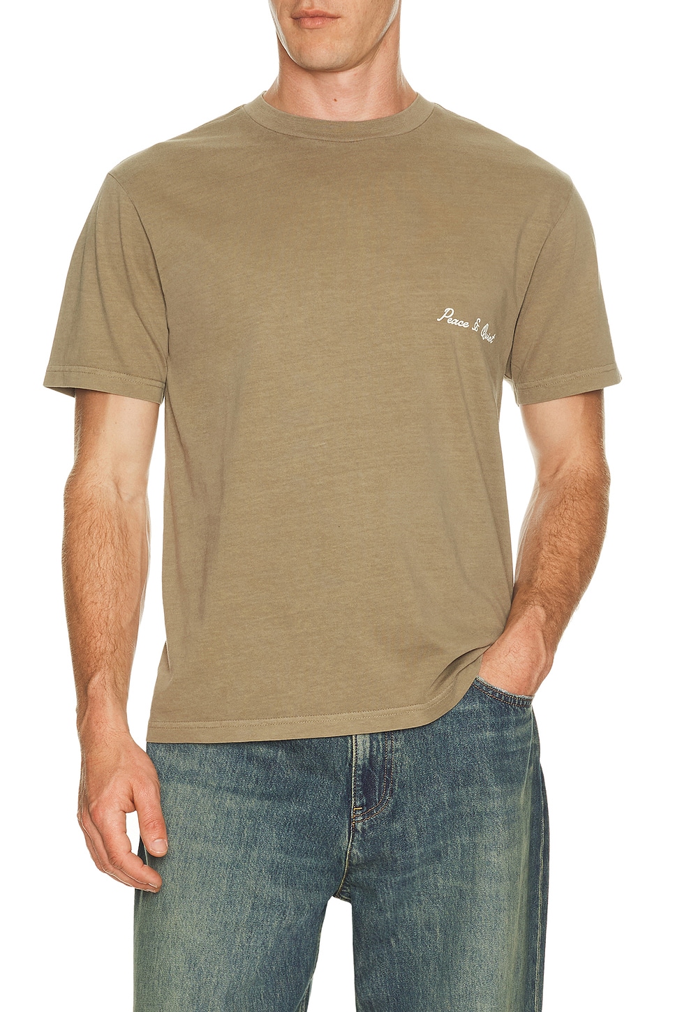 Museum of Peace and Quiet Signature T-Shirt in Taupe. XS. Also in S, M, L, XL/1X