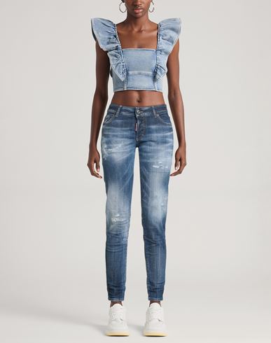 Woman Jeans Blue Size 4 Cotton, Elastane