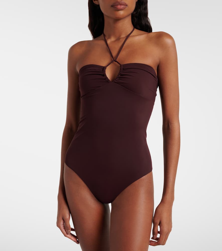 Keyhole halterneck swimsuit