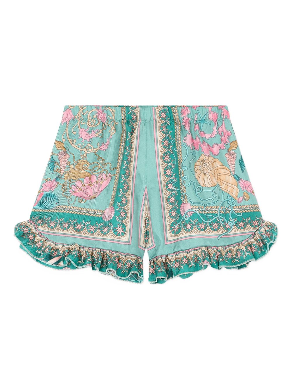 Underwater Barocco ruffled shorts - Green