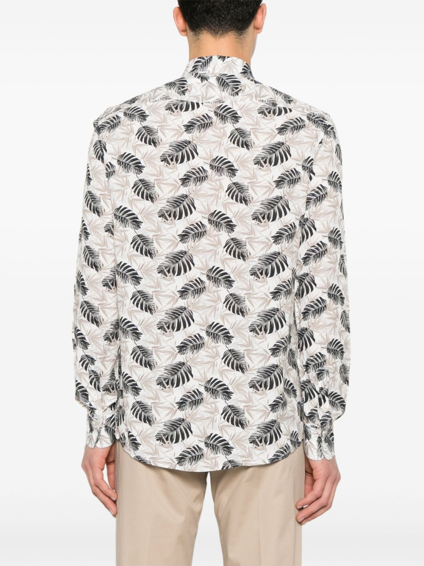 White Floral Print Shirt