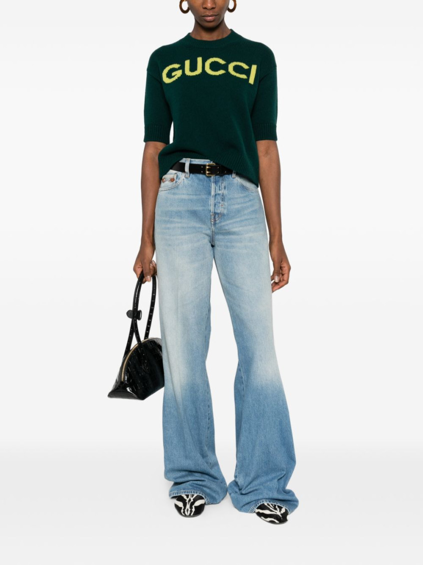 Gucci - mid rise flare trousers belt loop design
