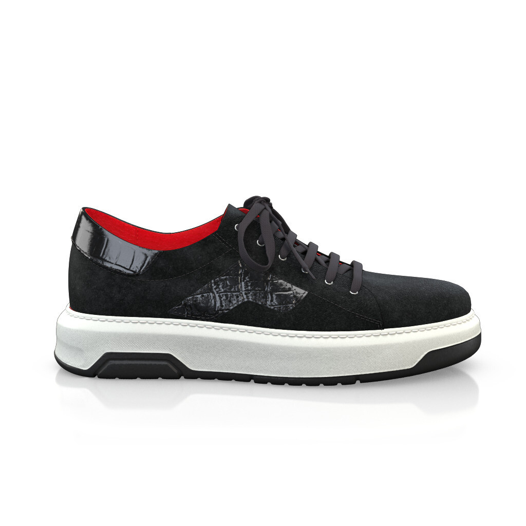 Baskets à lacets Homme Faites main en Italie en Cuir estampé Noir - Sur Mesure - GIROTTI