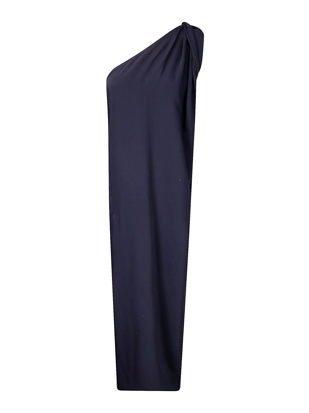 Blue One-shoulder Long Dress In Tech Fabric Woman
