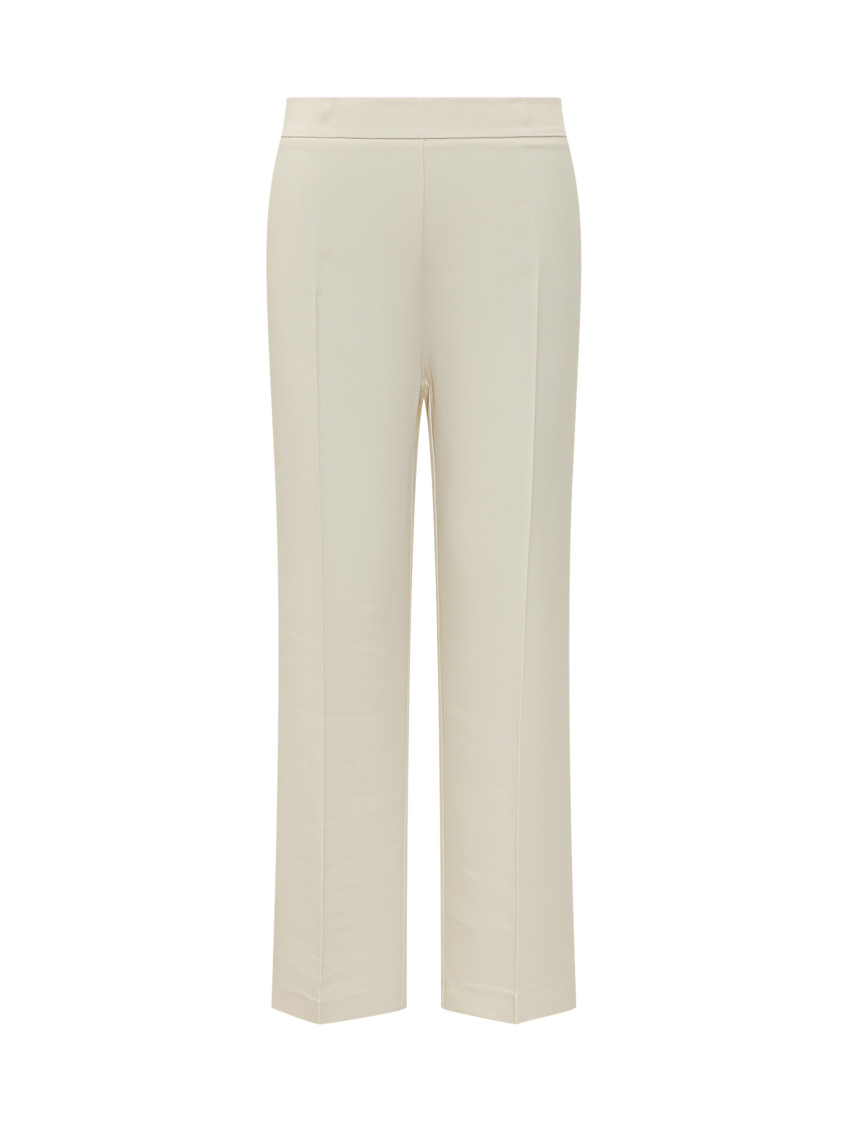 Beige Bootcut Flat Front Pants