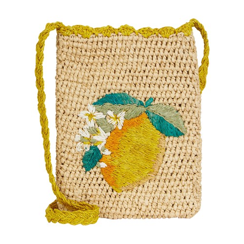 Raffia embroidered Phone Clutch Bag