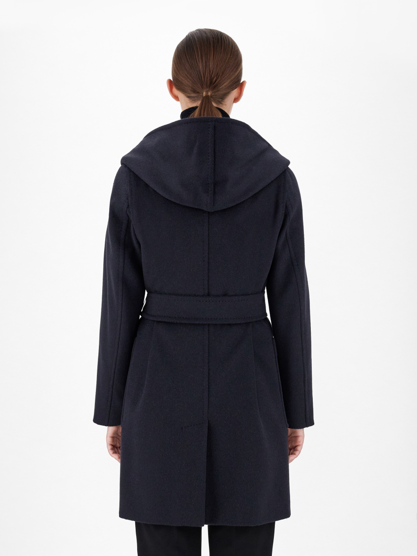 Navy Blue Rialto Camel Wool Robe Coat
