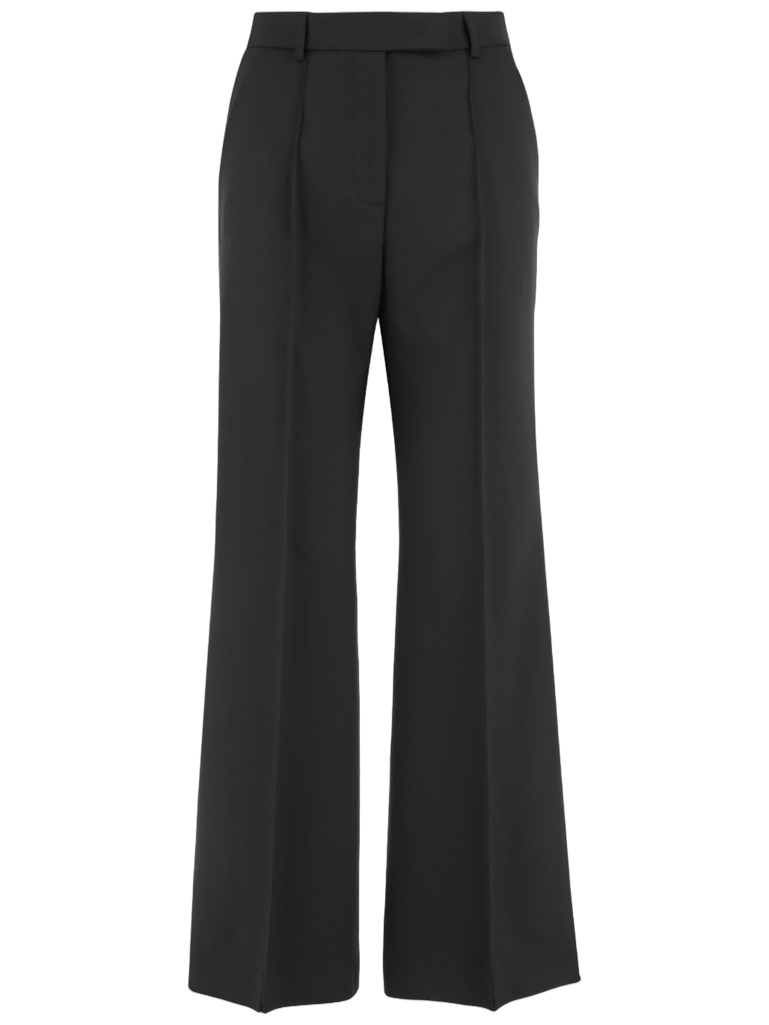 Tailored Black Pants With Pressed Pleats And Belt Loops