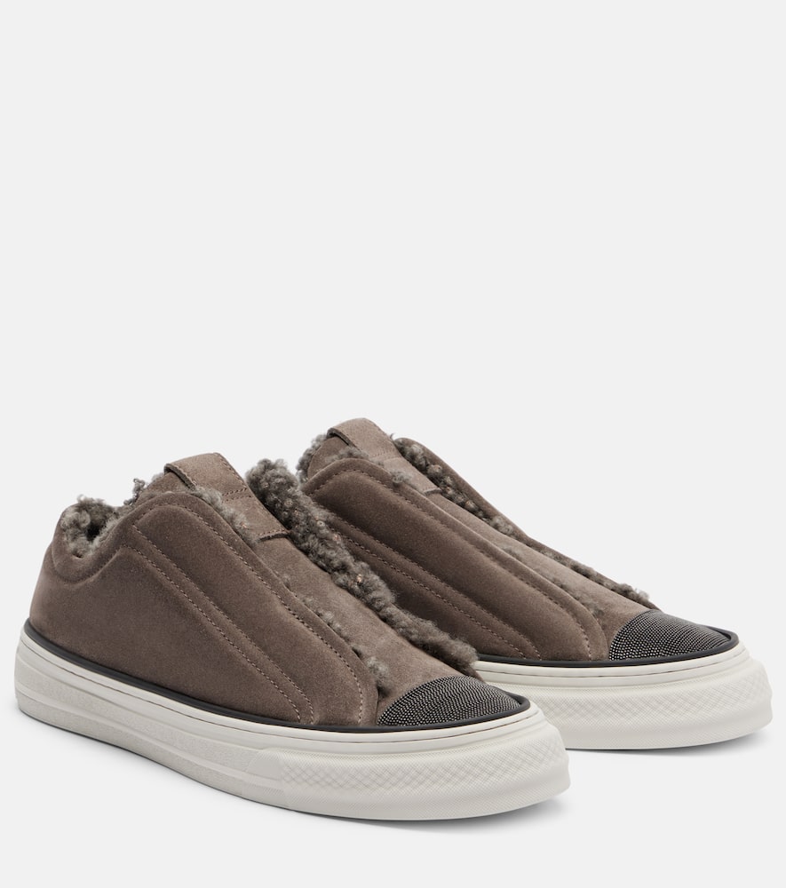 Monili suede slip-on shoes