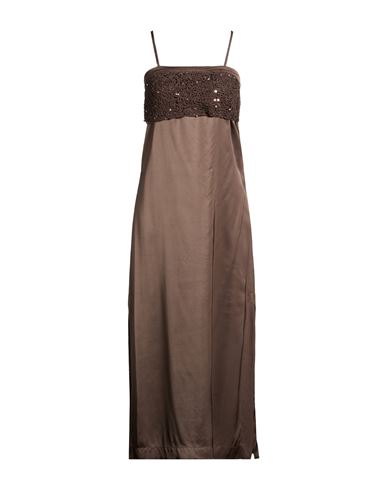 Woman Midi dress Dark brown Size 4 Viscose