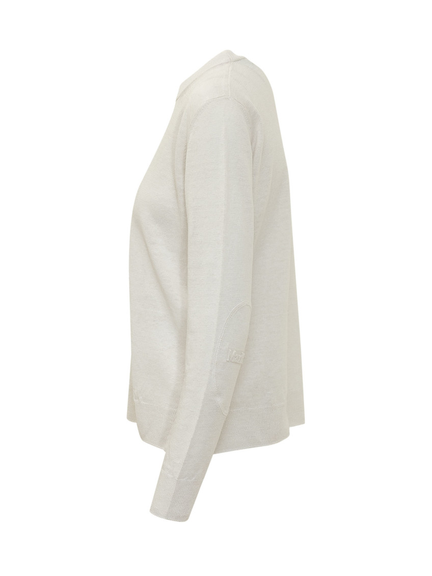 White Solid Crew Neck Sweater