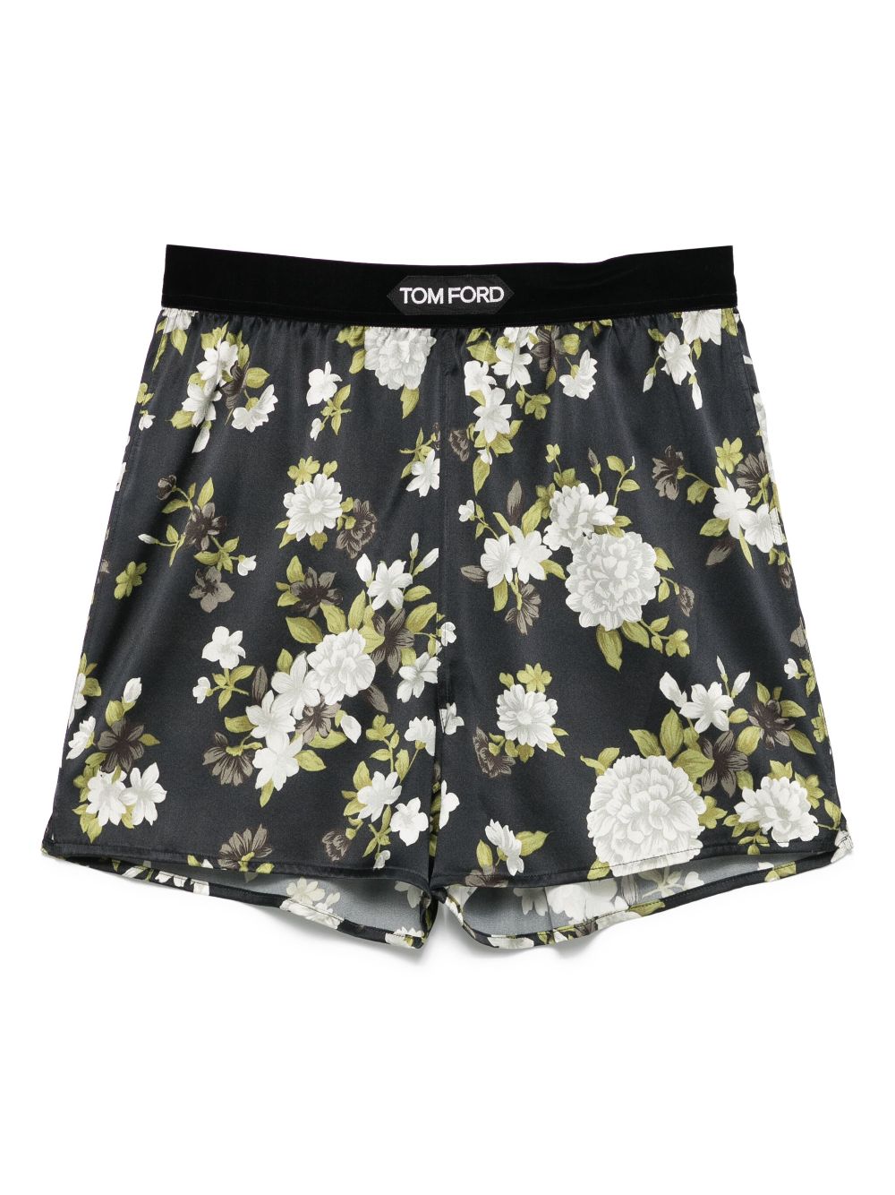 Floral-print pajama shorts - Black