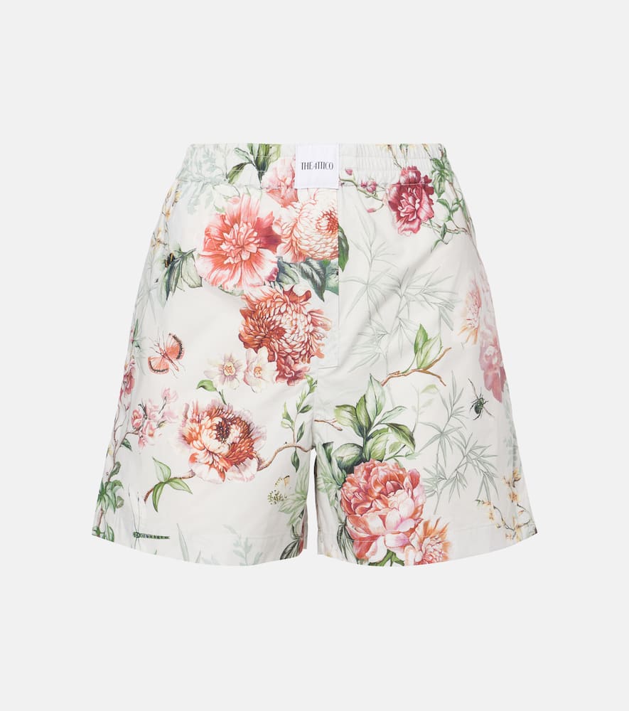 Floral cotton poplin shorts