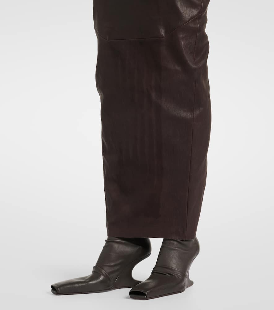 Dirt Pillar leather and cotton maxi skirt