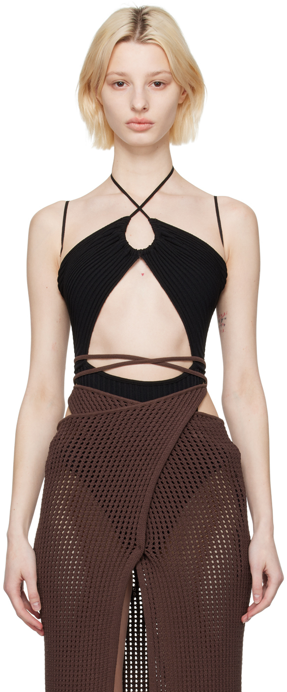 ANDREĀDAMO Black Sleeveless Bodysuit