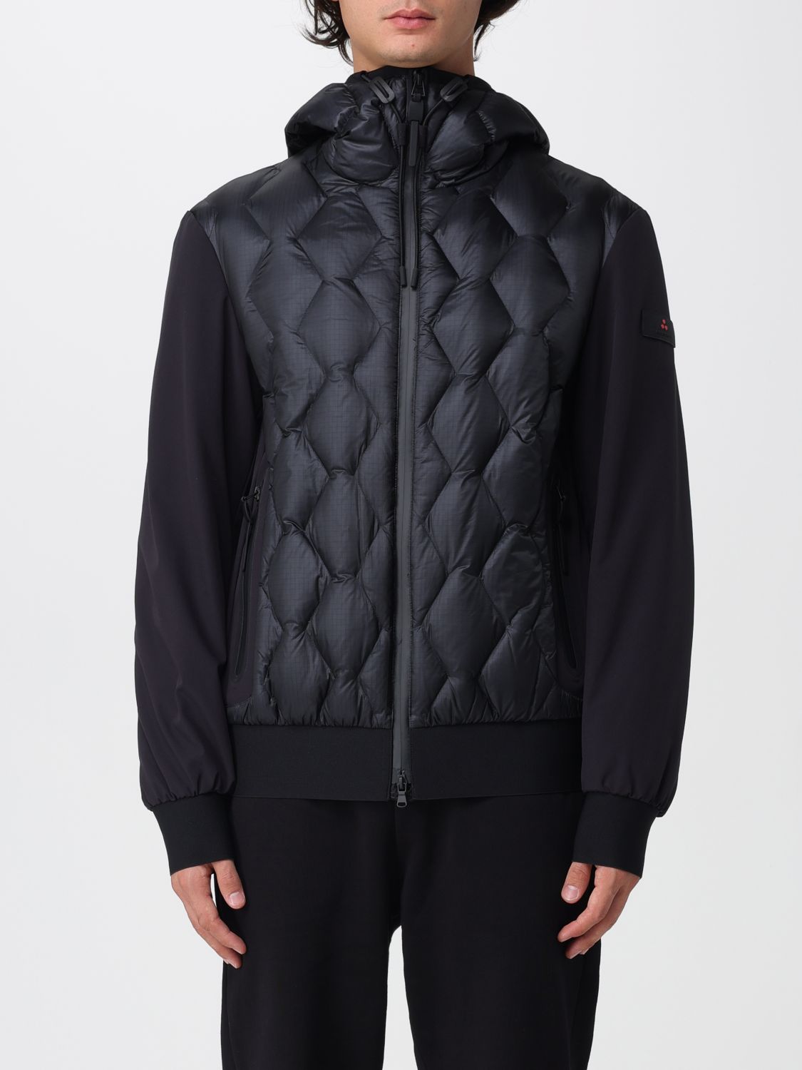 Padded-panel hooded jacket - Black