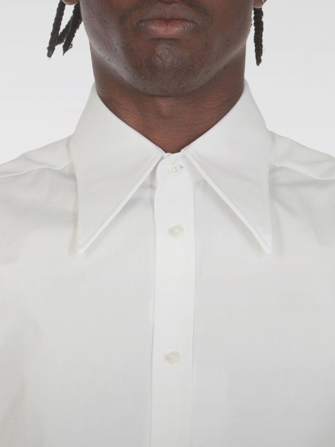 Pointed-collar cotton shirt - White