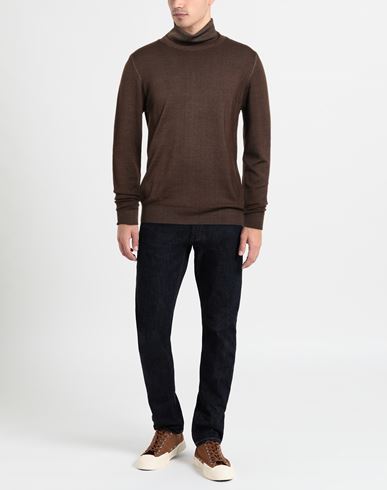 Man Turtleneck Brown Size XL Merino Wool