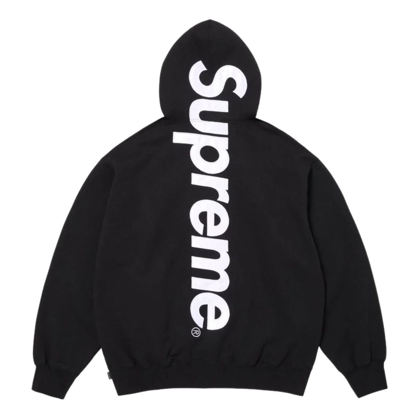 SS26 Satin Appliqué Hooded Sweatshirt 'Black'