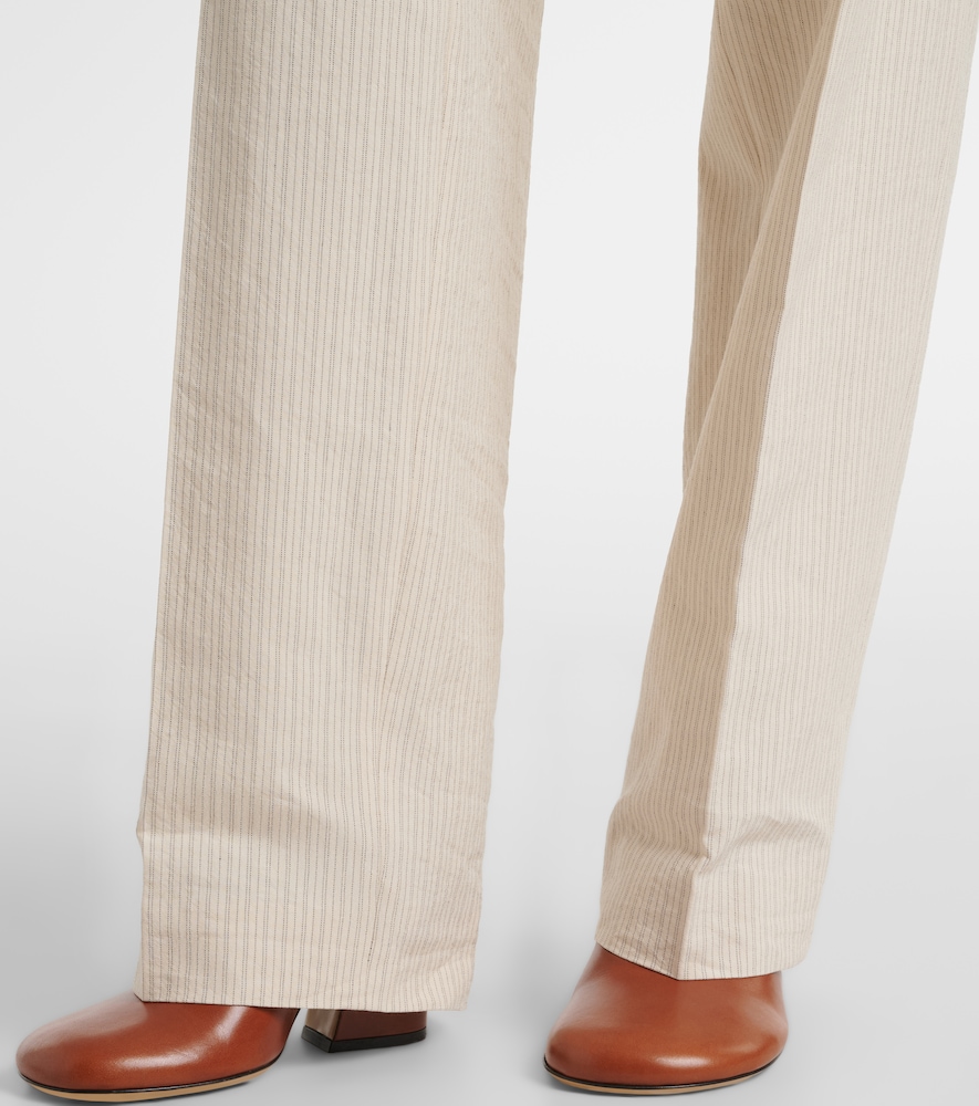 Pilar striped cotton-blend wide-leg pants