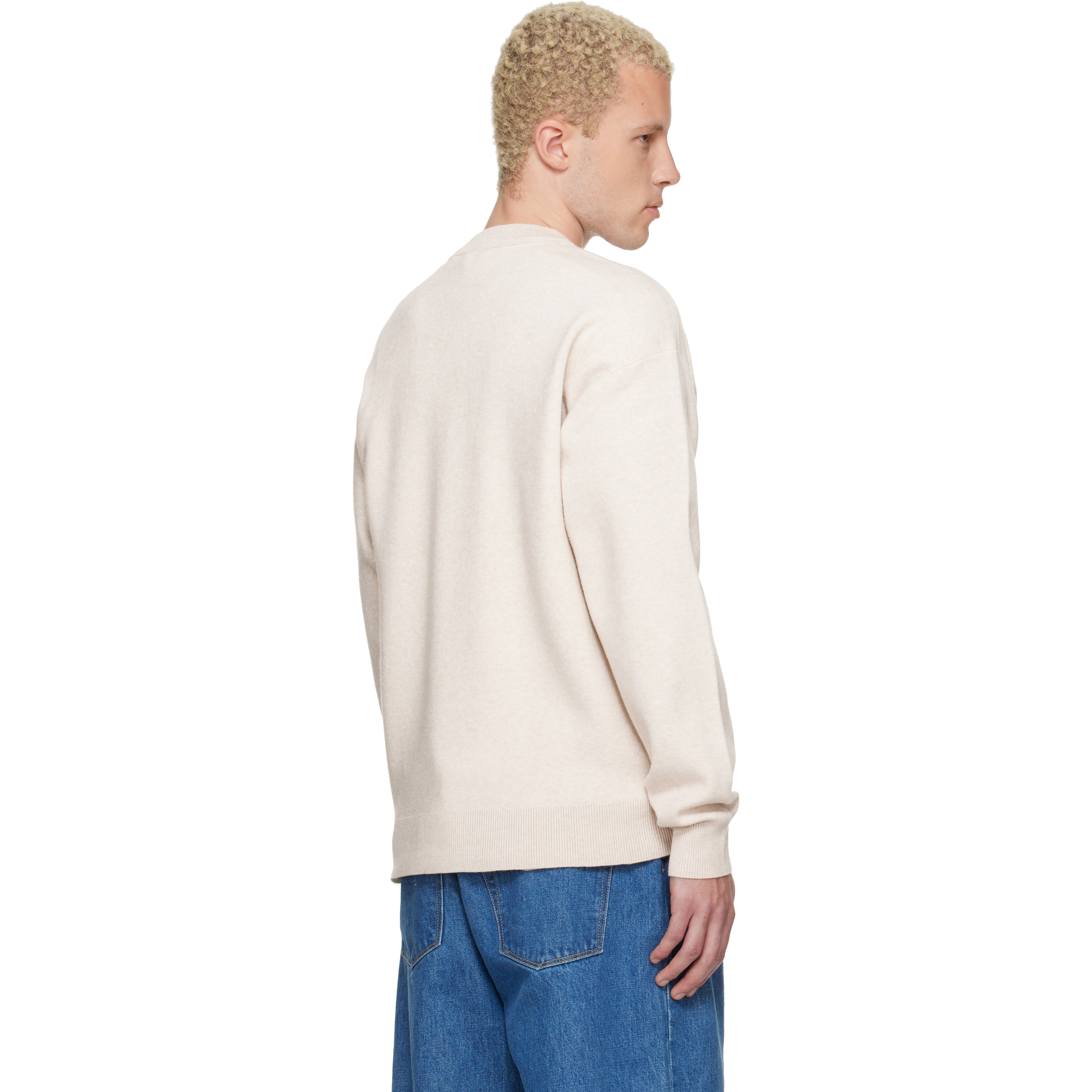 Beige 'AAPENOW' Moonface Crew Neck Sweater