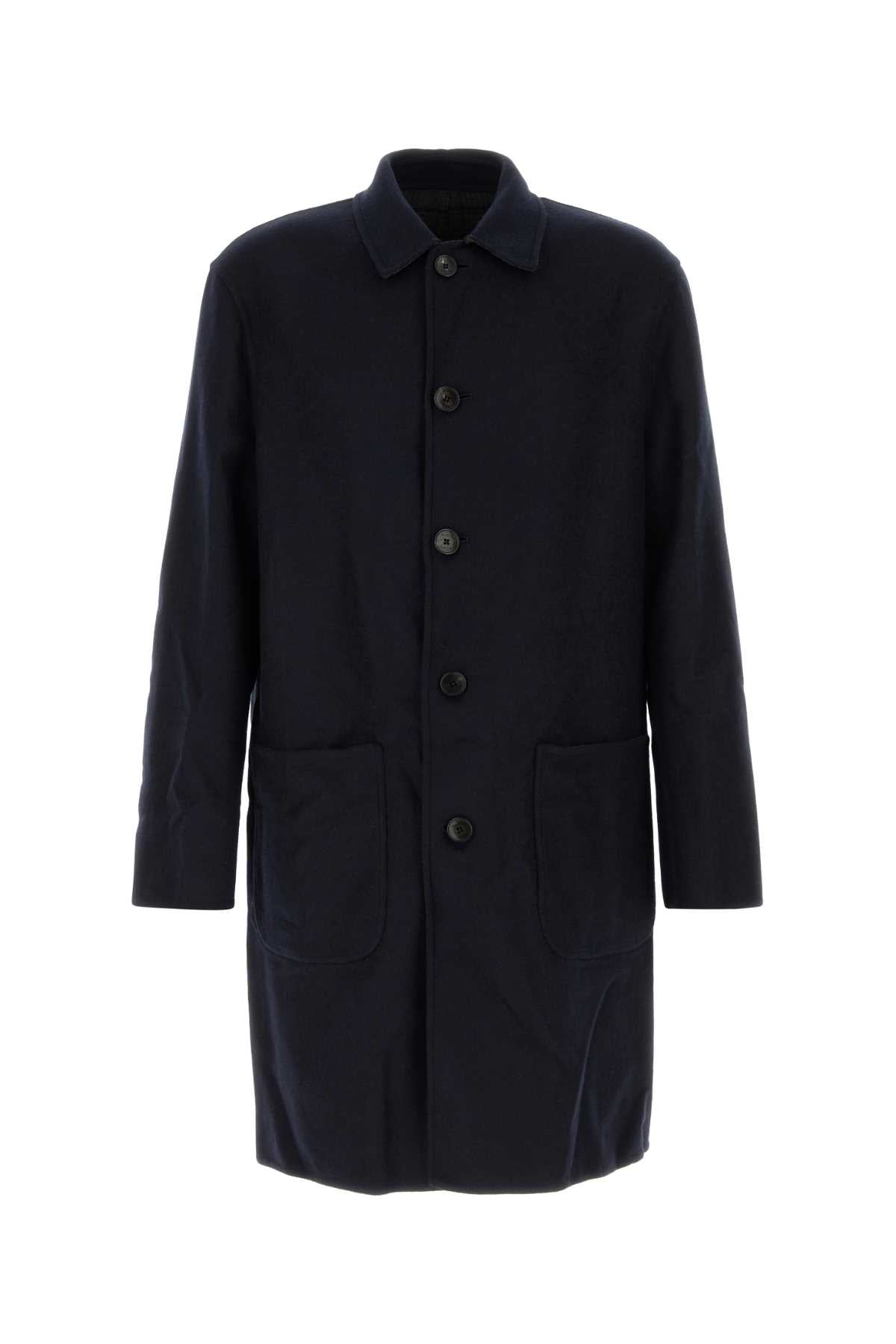 Wool Blend Reversible Coat — Navy