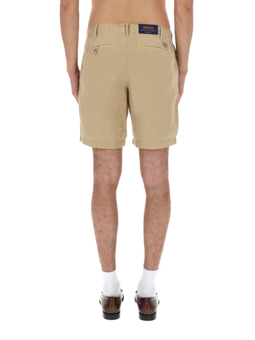 Beige Solid Shorts
