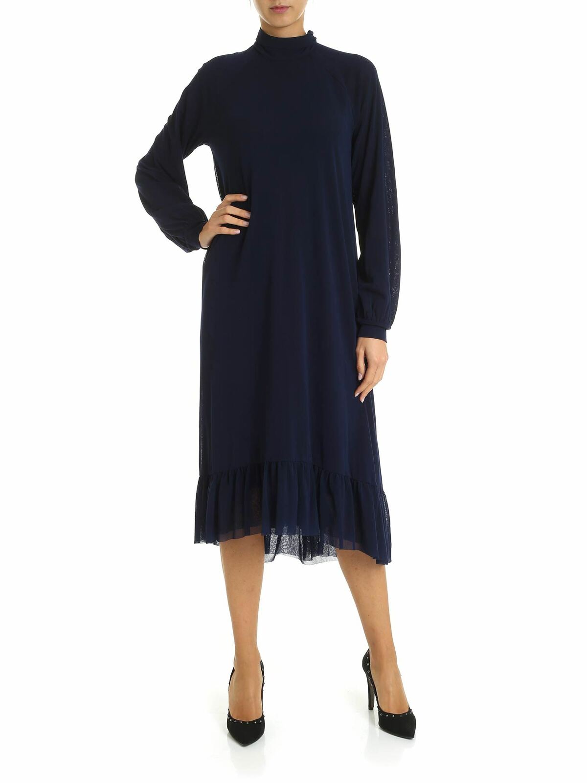 Dress with flounces in blue