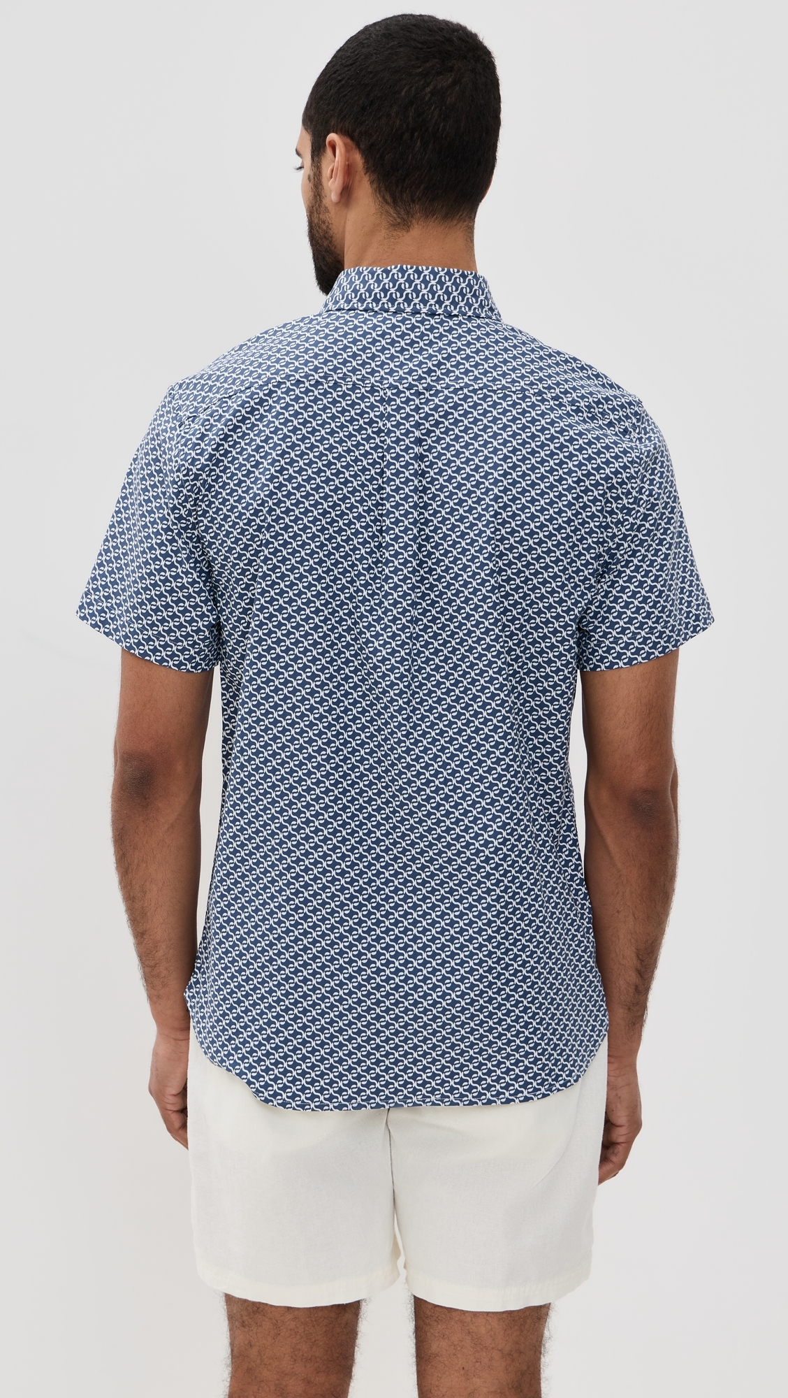 Fair Harbor The Short Sleeve Windward Shirt Navy Geo