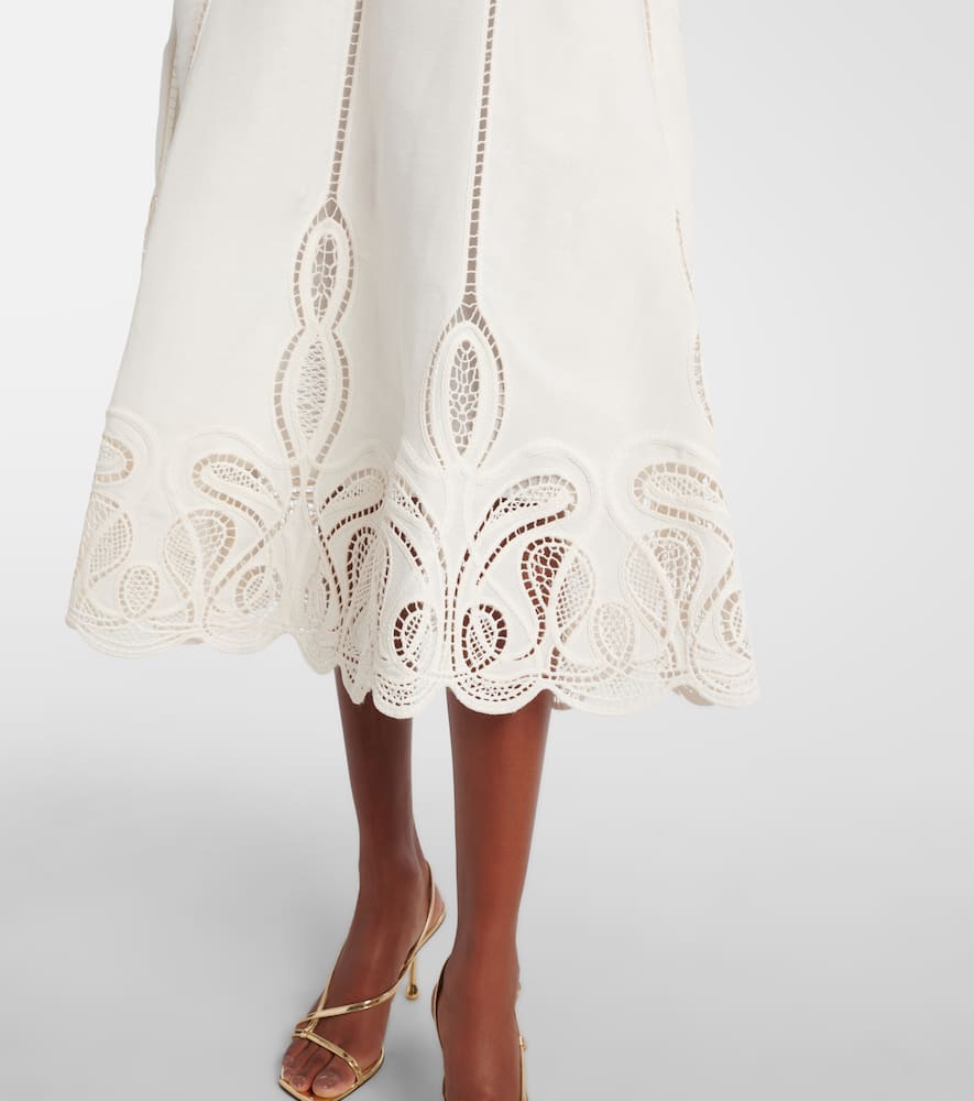 Kaius lace-trimmed line-blend midi skirt