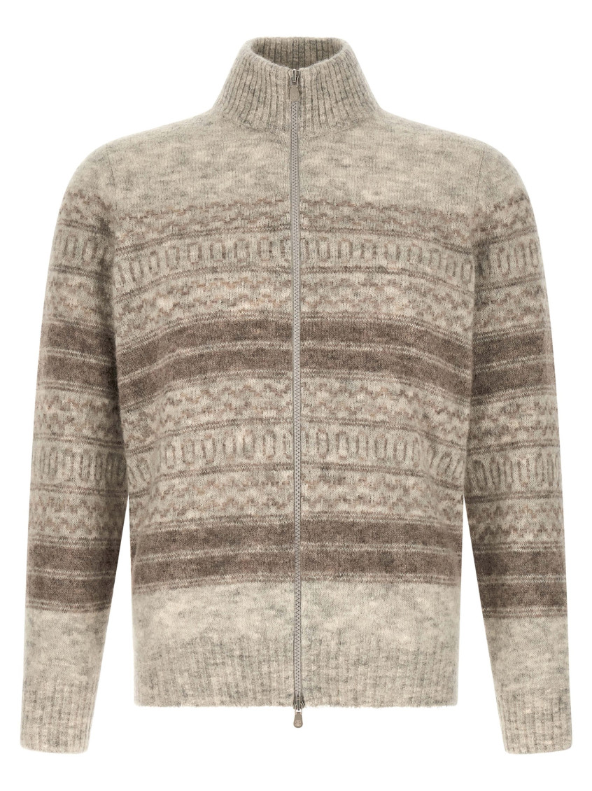 Light Beige Nordic Jacquard Cardigan