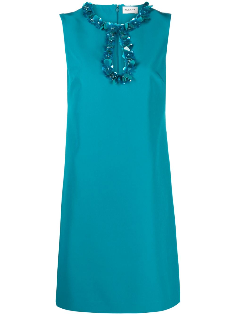 Cut-out floral detailed column dress - Blue