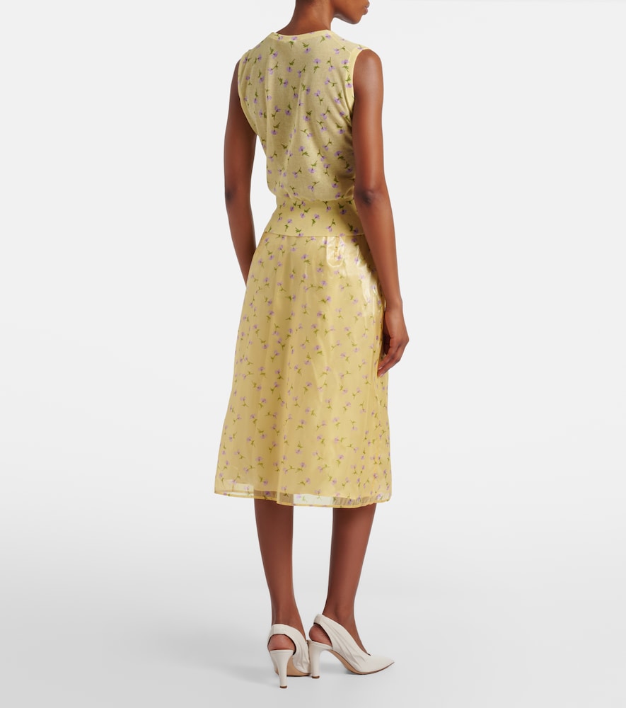 Floral organdy midi skirt