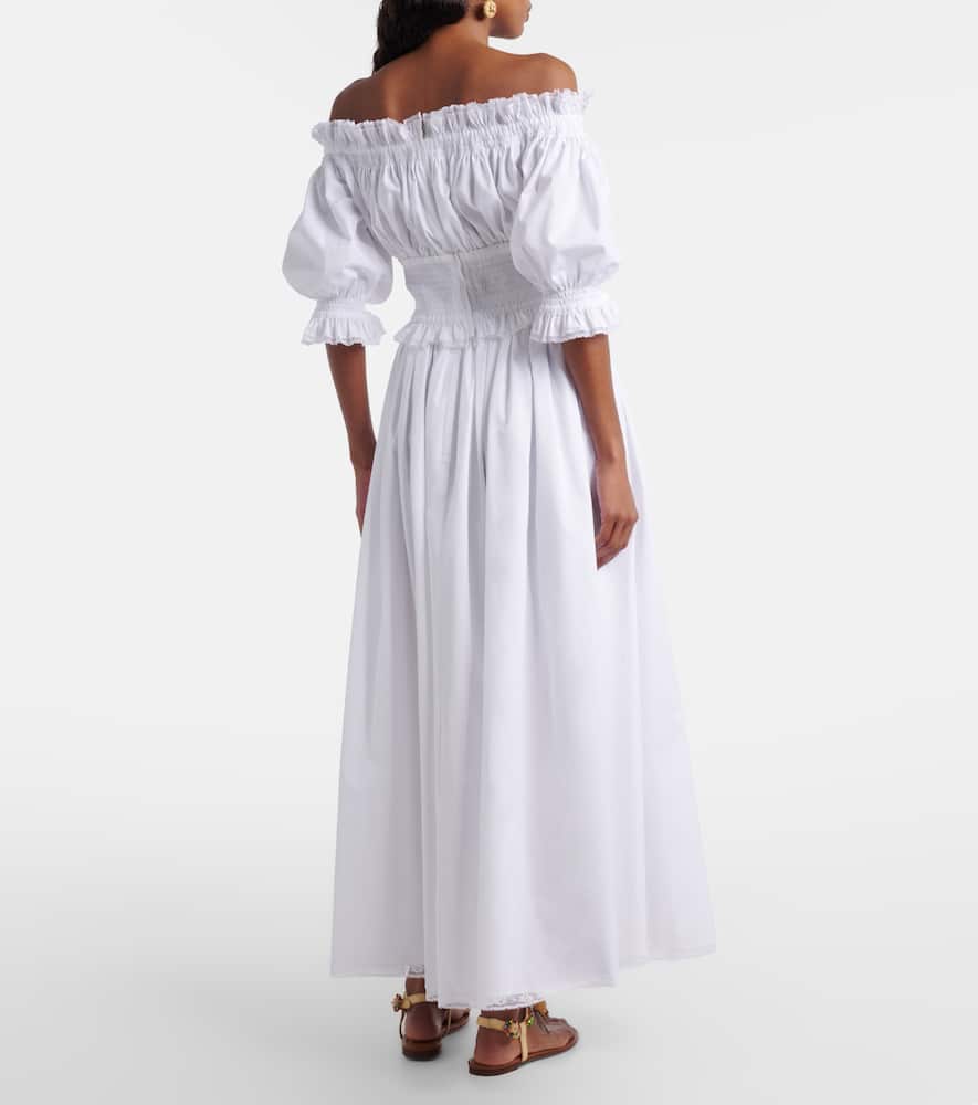 Cotton poplin midi skirt