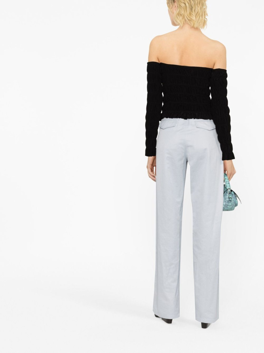 Off-shoulder ruched tube top - Black