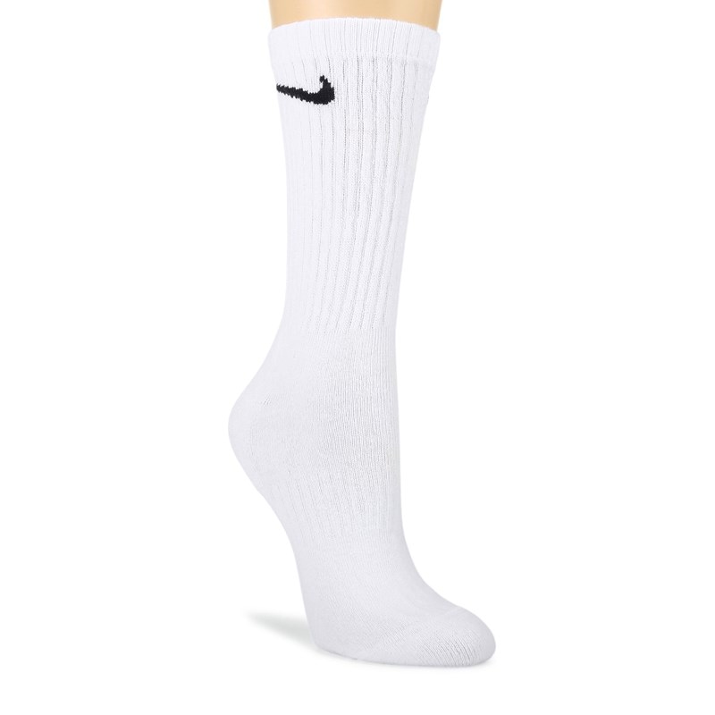 Men's 6 Pack Large Everyday Cushioned Crew Socks (White/Black)