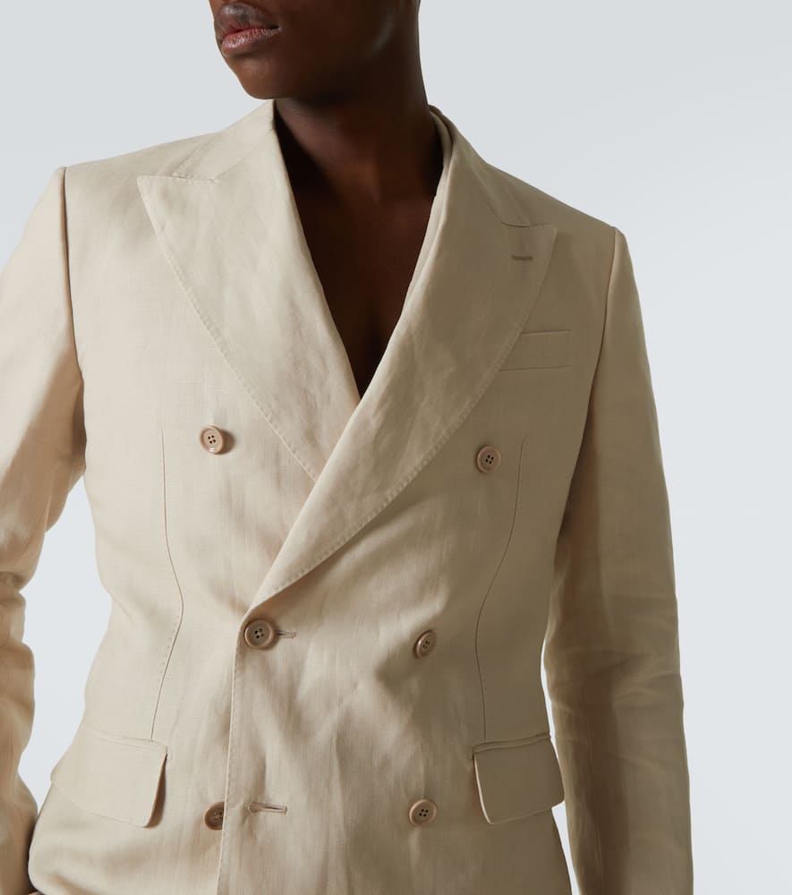 Double-breasted linen blazer